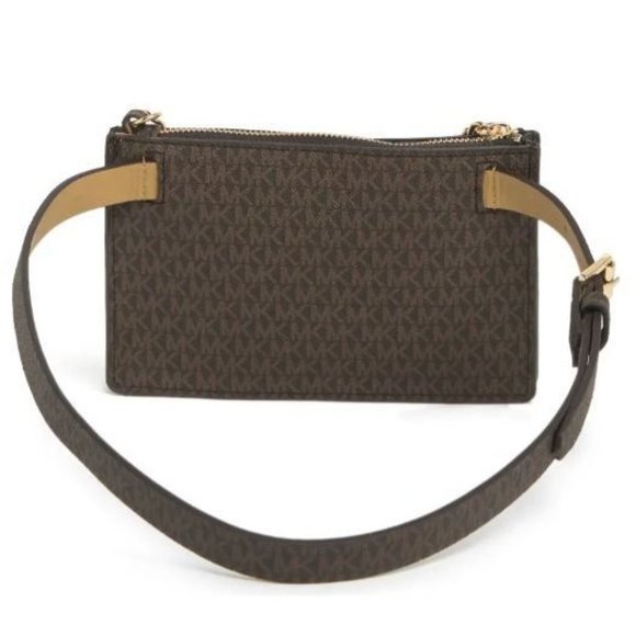 New - MICHAEL KORS Belt Bag with Pull Chain Chocolate Size M - Picture 2 of 16